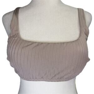 Aerie Crinkle‎ Tie Back Longline Scoop Bikini Top L Women’s Textured Swimwear